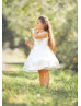 Ivory Satin Tulle 3D Butterflies Flower Girl Dress